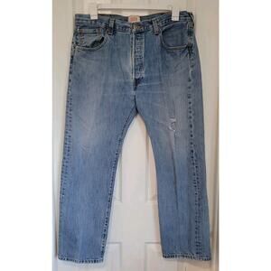 Vintage 2008 Levis 501 Jeans Mens 38x29 Red Tab Button Fly Y2K